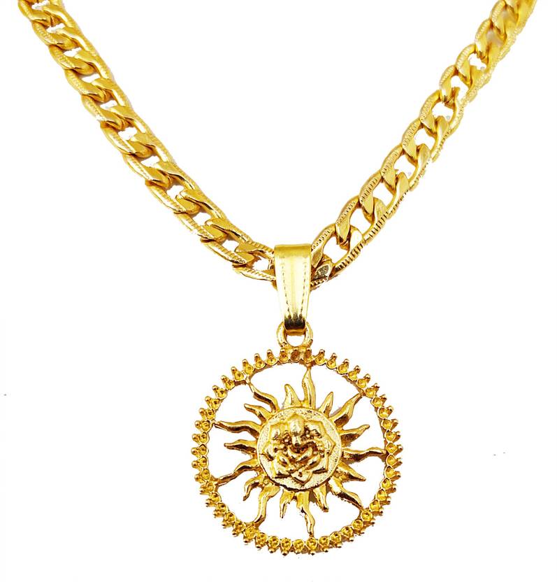 FashionCraft Most Popular Design Ganesha Pendant With Golden Curb Chain