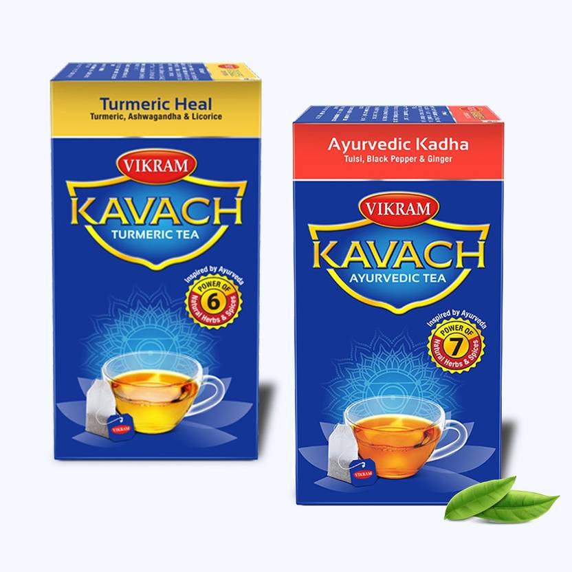 Vikram Kavach Ayurvedic Kadha Herbal Tea bag and Kavach Turmeric Heal