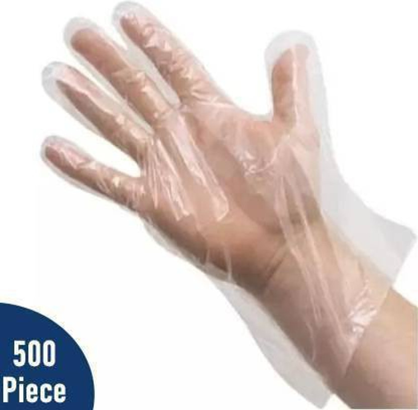 ALVIRO 500 Pcs Disposable Clear Gloves for Cooking, Cleaning, Food Handling, Cosmetics Wet and Dry Disposable Glove Set(Large Pack of 500)