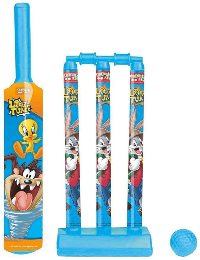 prisma collection Mini Cricket Set with 1 Plastic Bat and Ball, 3 Wickets, Base and Bail, Multicolour(Multicolor)
