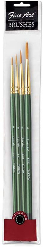 Fine Art Painting Round Shape Brushes Tr-4 Code (S-412)(Sizes: 0,2,4,6)(Set of 1, Green)