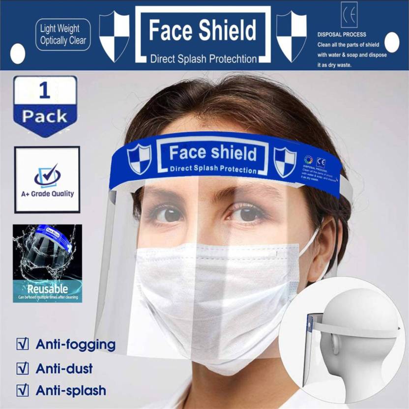 URBAN MED Full Face Shield Mask, face shield mask reusable, plastic ...