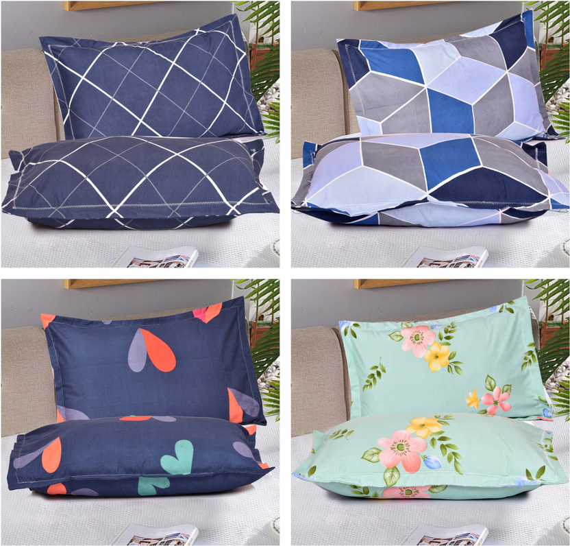 BRANOSD Polycotton Pillows Cover(43.18 cm*68.5 cm, Pack of 8, Blue, Green)