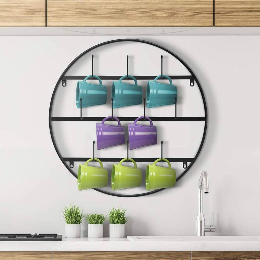Dezine Elements Wall Mounted Cup Holder Storage Mug Hooks with 3Tier