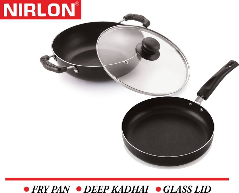 NIRLON Aluminium Induction Friendly Fry Pan and Kadhai NonStick