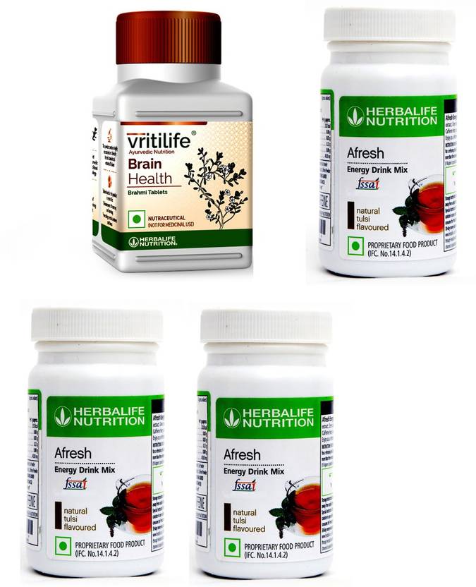 Herbalife Nutrition Vritilife Brain Health With Afresh Energy Drink Mix Tulsi 50 gm ( Pack Of 3