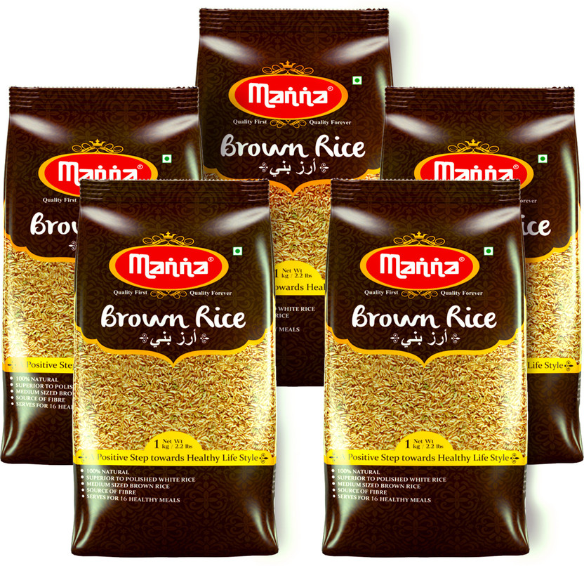 Manna Brown Rice 5kg (1kg x 5 Packs) - Premium Quality, Long Grain, Unpolished. 100% Natural. Naturally Low GI, High in Fibre. Helps Control Diabetes Brown Rice (Medium Grain) Brown Rice (Medium Grain)(5 kg)
