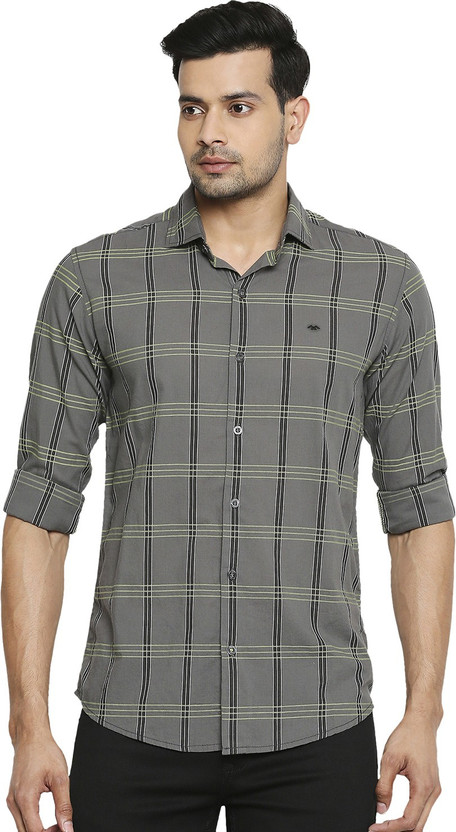 MUFTI Men Checkered Casual Black Shirt