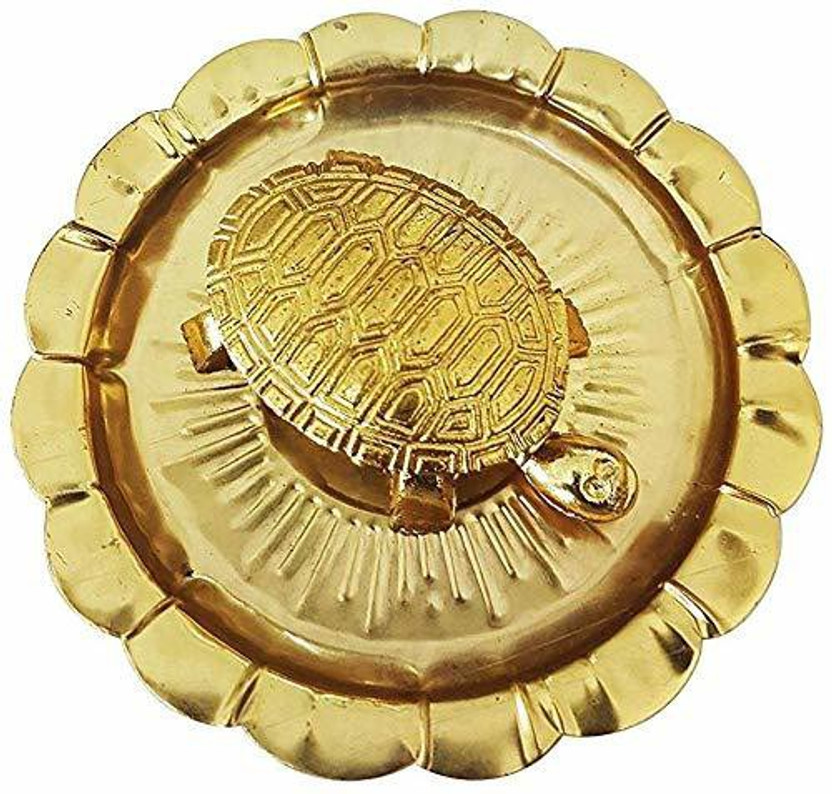 Prabhu Bhakti Prabhu Bhakti Wish Fulfillment Kachua Laxmi Yantra Vastu/Fengshui Traditional Religiour Tortoise/Thali for Wealth/Prosperity/Peace/Success Puja Decorative showpiece Decorative Showpiece  -  5 cm(Brass, Gold)