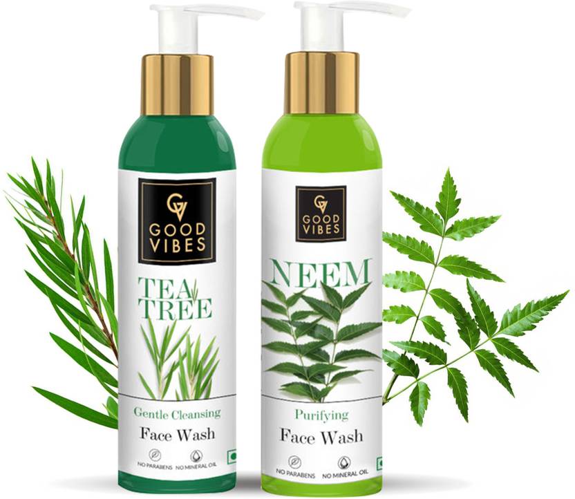 GOOD VIBES For Oily Skin Kit ( Tea Tree 120ml + Neem 120 ml) Face Wash