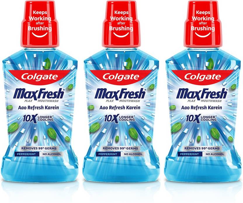 Colgate Maxfresh Plax Antibacterial Mouthwash, 24/7 Fresh Breath Peppermint Buy Oral Care