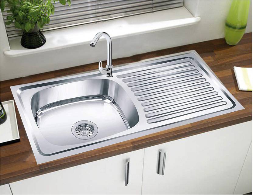 Prestige (37"x18"x8"Inch) Single 'drain board' stainless steel Kitchen