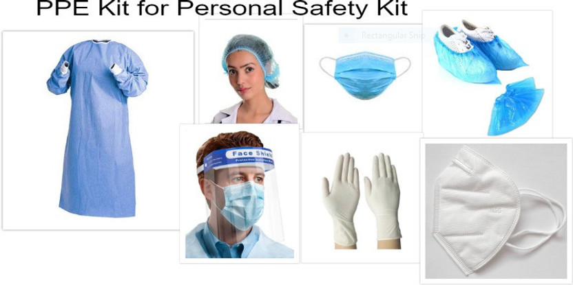 sky enterprise shop Travelling Kit Gown Cap N95mask Face Shield Latex Glove Shoe Cover Safety Jacket Size Standard Disposable and Reusable and Washable Gown Kit Set Safety Jacket(Multicolor)