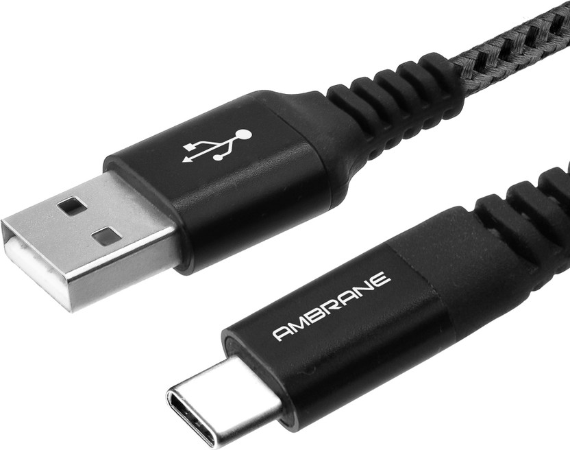 Ambrane USB Type C Cable 3 A 1 m RCT-10(Compatible with Mobile, Black, One Cable)