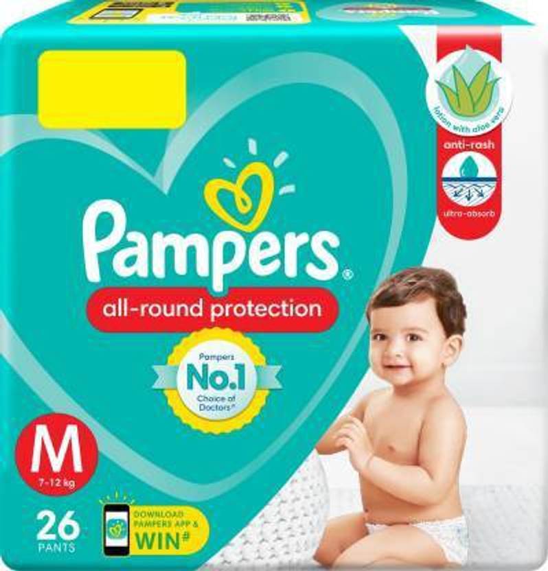 Pampers New Diapers Pants, Medium, 26 Count M Buy 26 Pampers Pant