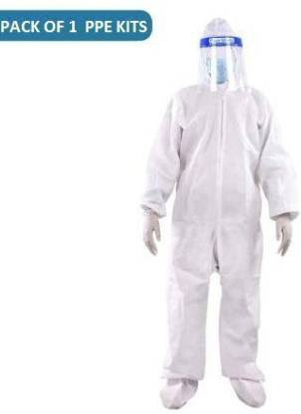 sky enterprise shop Sky-PPE Kit Disposable One Time Use-Personal Protective Equipment/PPE Kit Safety Jacket Safety Jacket (White) Safety Jacket White for Personal Safety Kit Safety Jacket(White)