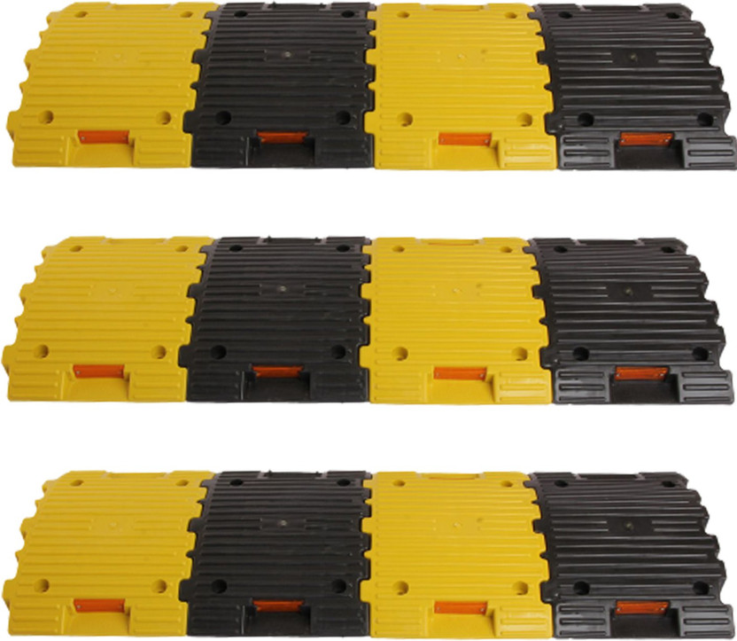 Ladwa 50mm 3 Meter Durable Plastic Speed Breaker /Road Hump For Road Safety & High Visibilty - ( 6 Black - 6 Yellow) Emergency Sign(Reflective Sign)