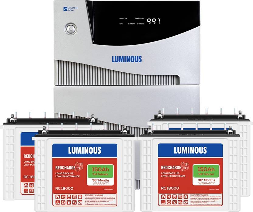 LUMINOUS Cruze 4KVA Inverter with RC 18000 Battery (4 Batteries