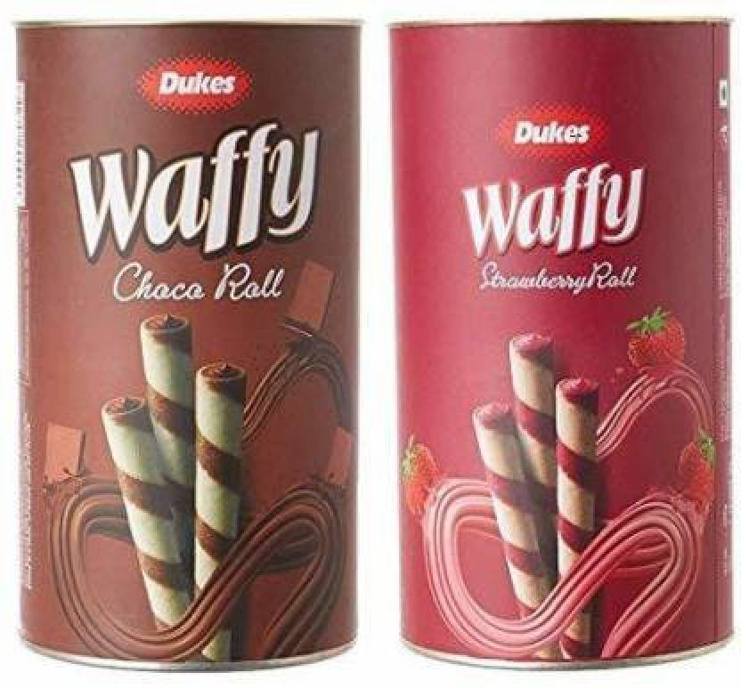 Dukes Waffy Strawberry Rolls 300gm And Waffy Choco Rolls 300gm Wafer 2