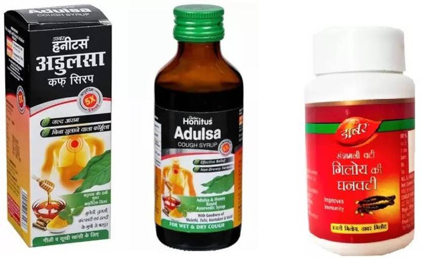 Dabur Honitus Adulsa Cough Syrup 100 ml FOR WET AND DRY COUGH WITH