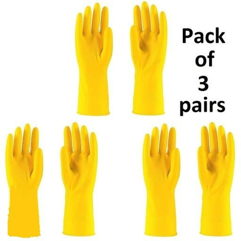 Hand Hand Care 3 Pair Yellow Rubber Hand Gloves Reusable Washing Cleaning Kitchen, Garden Glove, Gardening Glove, Garden Gloves, Cleaning Gloves Gardening Shoulder Glove - Flipkart Deal