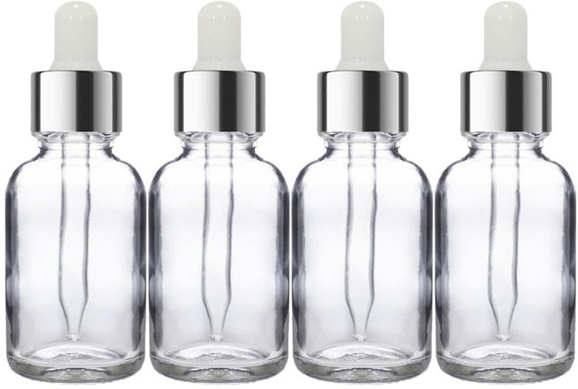 PHARCOS Transparent Glass Dropper Bottle for DIY Beauty care, LeakProof (TSW- Pack of 4) 15 ml Glass Bottle(Pack of 4, Clear)