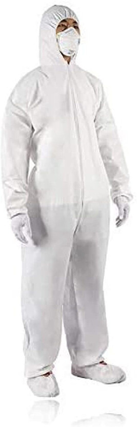 AARYA PPE KIT coverall full body uses washable and reusable ppe suit (white ) made in india (90gsm ) Safety Jacket(white)