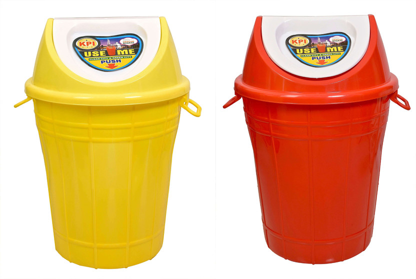 mastBus 2Pc Plastic Dustbin Big Size 60 litres with LID Extra Large for Home and Kitchen, Hospital for Dry Wet Garbage Waste Plastic Dustbin Plastic Dustbin(Yellow, Red, Pack of 2)