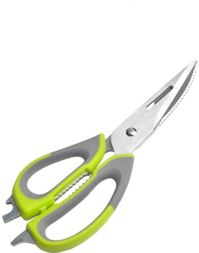 Birud 10 in 1 Mighty Shears Scissor Multipurpose Stainless Steel Scissor Best Shear Of Cooking Scissor Knife/Cutter/Peeler/Opener/Fish Scale Scraper/Slicer/Nutcracker Stainless Steel Stainless Steel All-Purpose Scissor(Multicolor, Pack of 1)