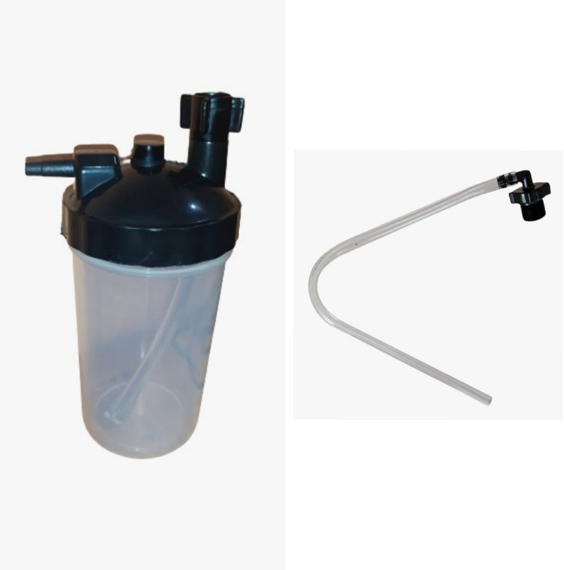 kmp High Quality Humidifier Bottle with Connector High Quality Plastic Humidifier Bottle & Connector for Oxygen Cylinder and Concentrator Respiratory Exerciser(Pack of 1)