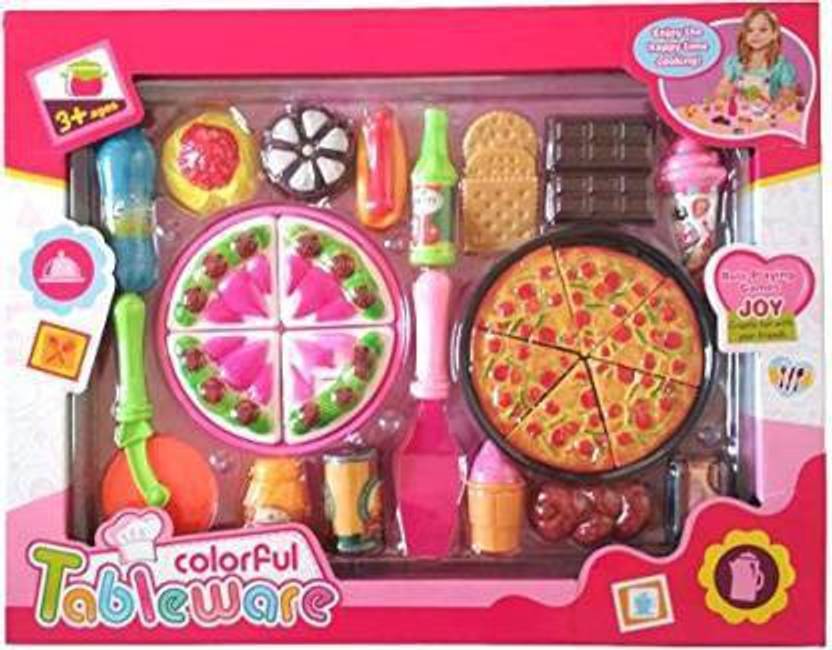 JVTS Pizza Set Toys for Kids, Kitchen DIY Pretend Play Mini Fast Food