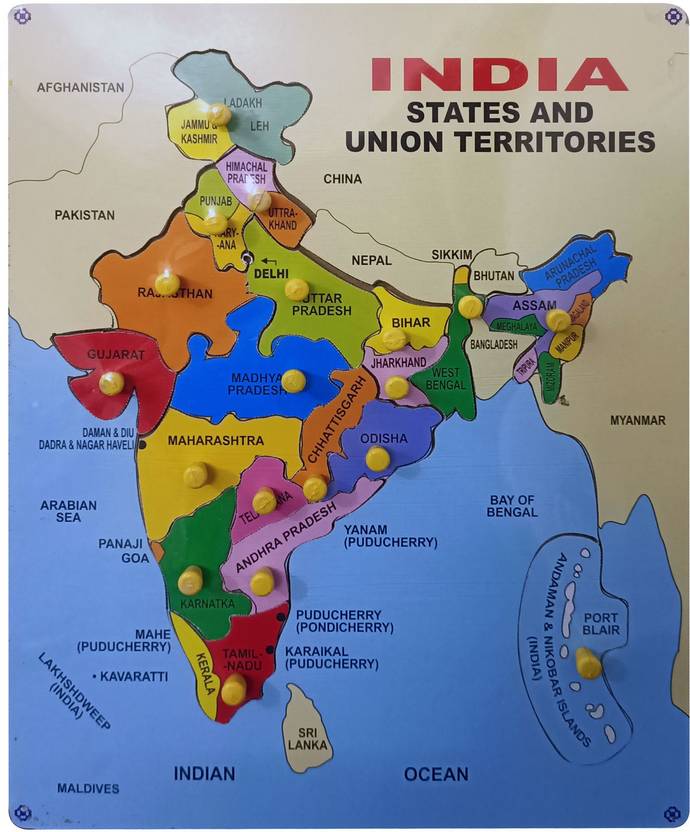 Kidosaurus Wooden Indian Map Puzzles with Knobs for Kids identifier