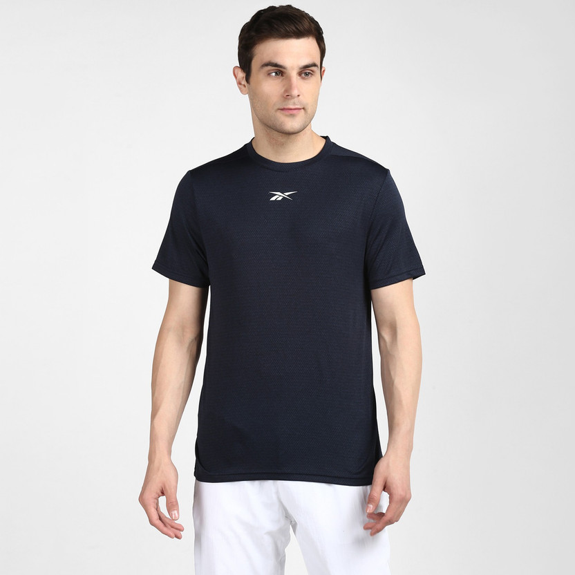 Buy REEBOK Solid Men Round Neck Blue T-Shirt Online at Best Prices in India  | Flipkart.com