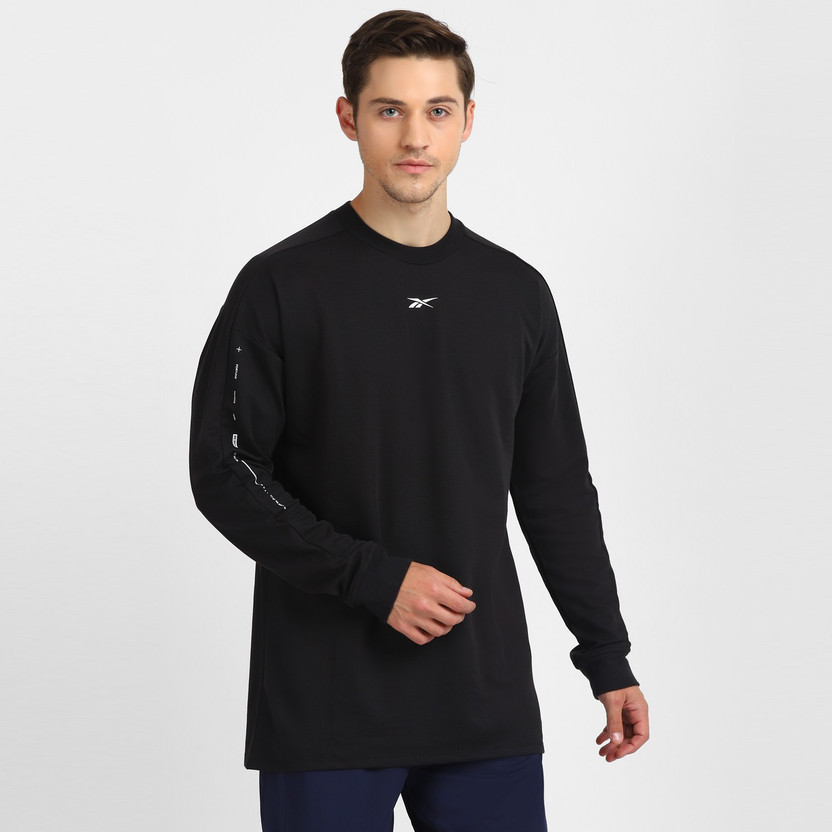 REEBOK Printed Men Round Neck Black T-Shirt - Buy REEBOK Printed Men Round  Neck Black T-Shirt Online at Best Prices in India | Flipkart.com