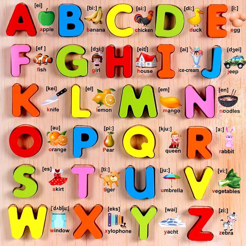 mechdel Wooden Picture Alphabet ABC Puzzle for Kids Ages 3-5, Early
