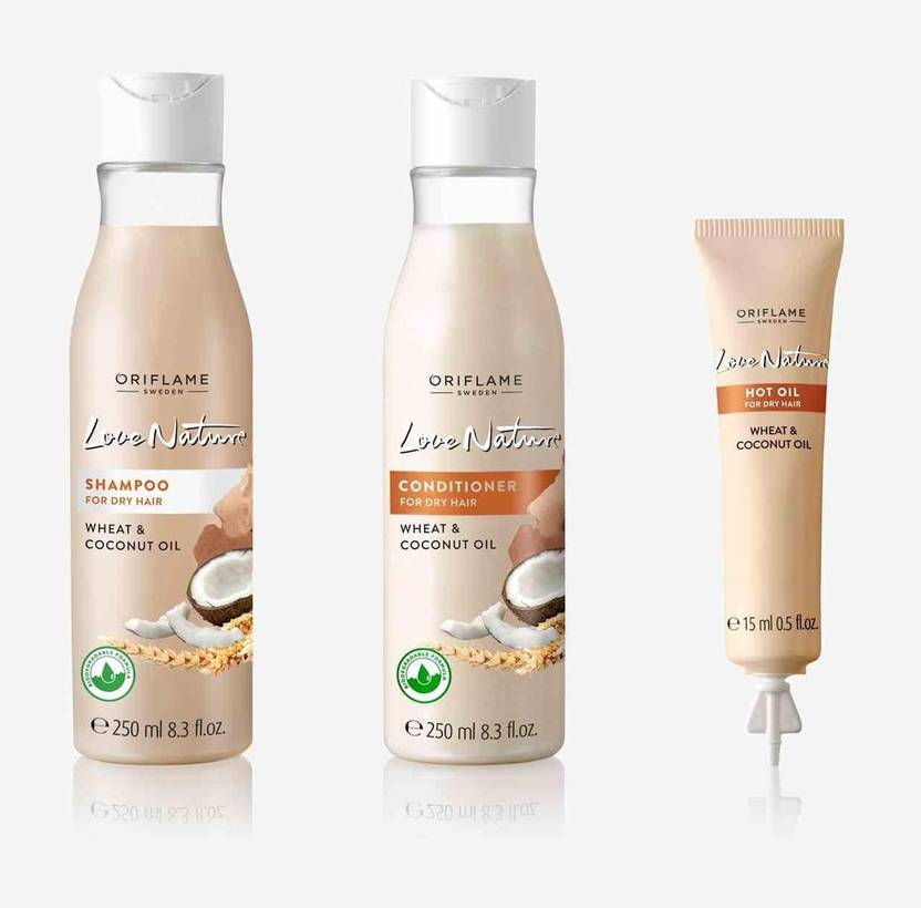 Oriflame love nature coconut shampoo and conditioner and coconut hot