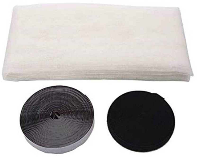 Easynet 5FT X 9 FT 120GSM PVC coated FibreGlass mosquito mesh with Velcro Fibre Washable Adults Mosquito Net(White, Frame Hung)