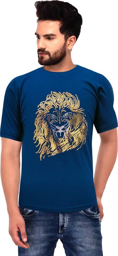 ridgear Animal Print Men Round Neck Blue T-Shirt - Buy ridgear Animal Print  Men Round Neck Blue T-Shirt Online at Best Prices in India 