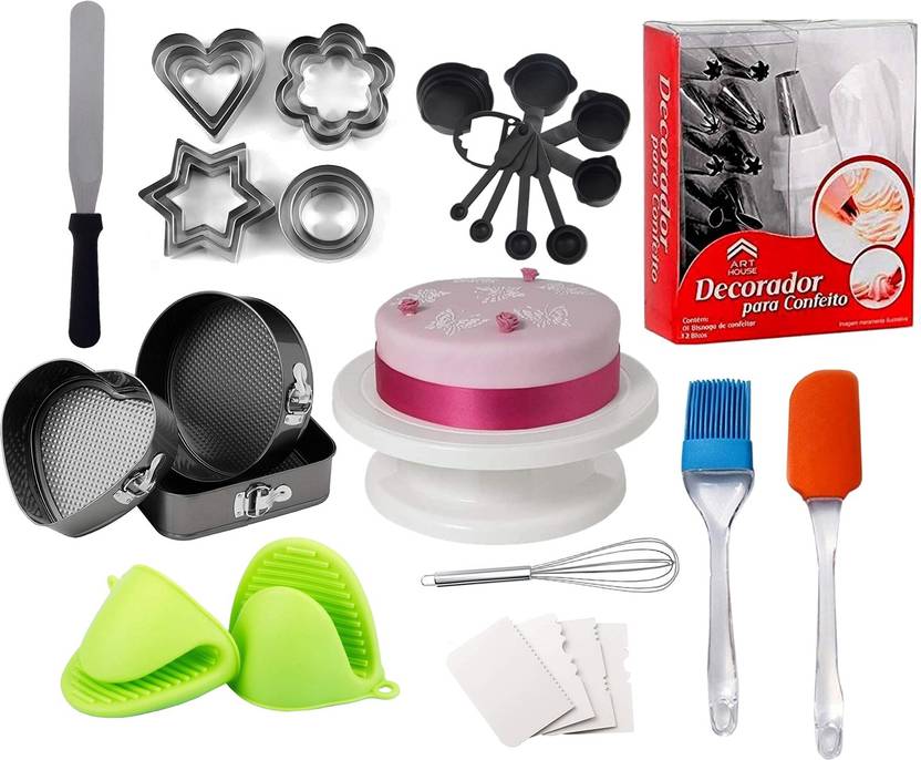 SEE INSIDE Baking Tools Set Combo of 1pcs Cake Table, 12pcs Nozzle with