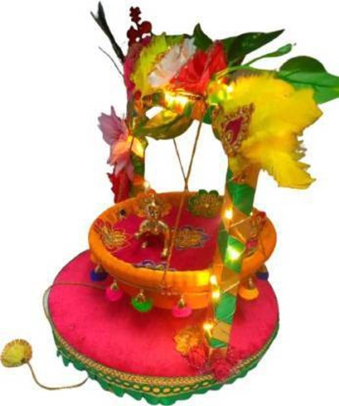 SHYAM Laddu Gopal Janmashtami Special Decorative WOODEN Jhula Size (0