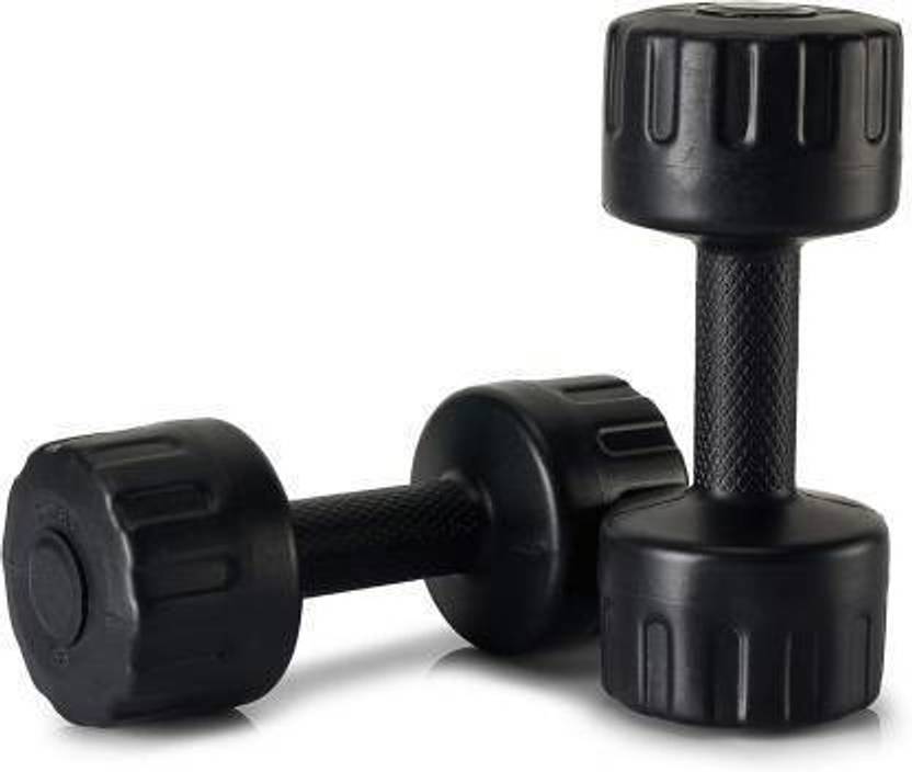 SHINE SPORTS 5KG Black PVC Dumbbells Weights Fitness Home Gym Exercise