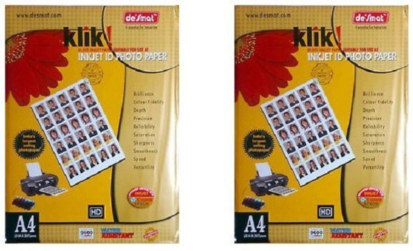 DESMAT Photo Unruled A4 180 gsm Photo Paper(Set of 2, White)