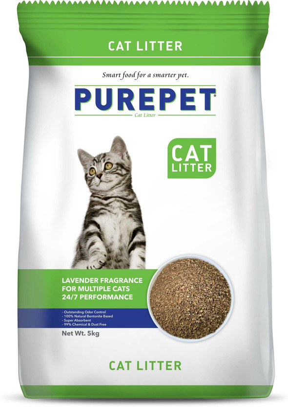 Purepet Lavender Fragrance (For Multiple Cat) - 5kg Pet Litter Tray Refill