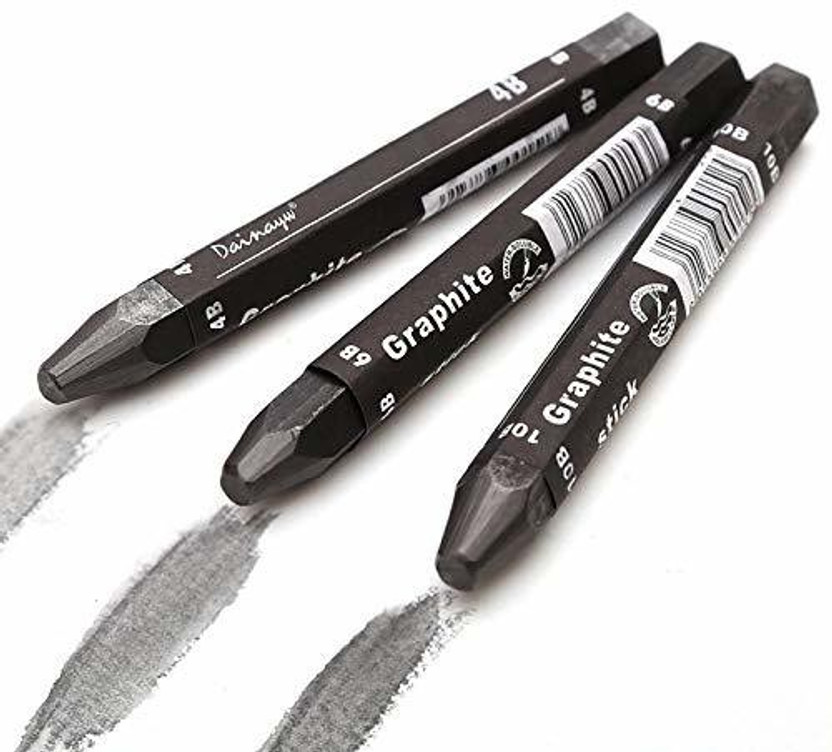 DELITON Compressed Charcoal Graphite Stick Set - Water Soluble - 4B 6B 10B, Art Drawing Supplies for Sketch & Shading Pencils, Artist Sketching - 3 Pcs Stick(Pack of 3)