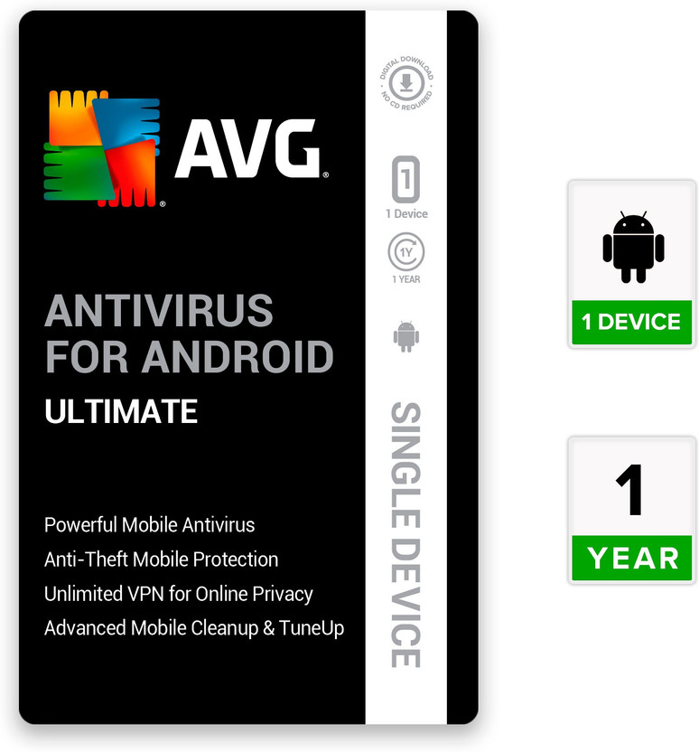 AVG Mobile Security for Android Ultimate 1 Device PC 1 Year Mobile Security Compatible with Android (Email Delivery - No CD)(Home Edition)