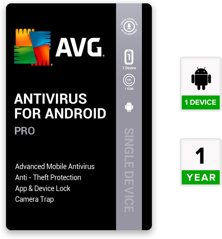 AVG Mobile Security for Android Pro 1 Device PC 1 Year Mobile Security Compatible with Android (Email Delivery - No CD)(Personal Edition)