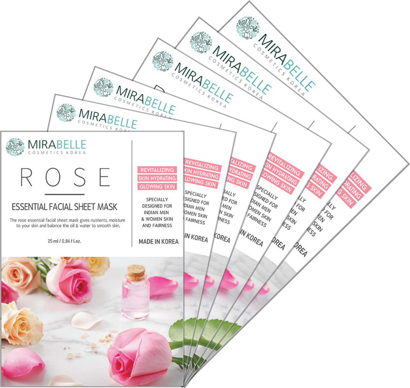 MIRABELLE COSMETICS KOREA Rose Facial Sheet Mask ( Pack of 6 )(25 ml)