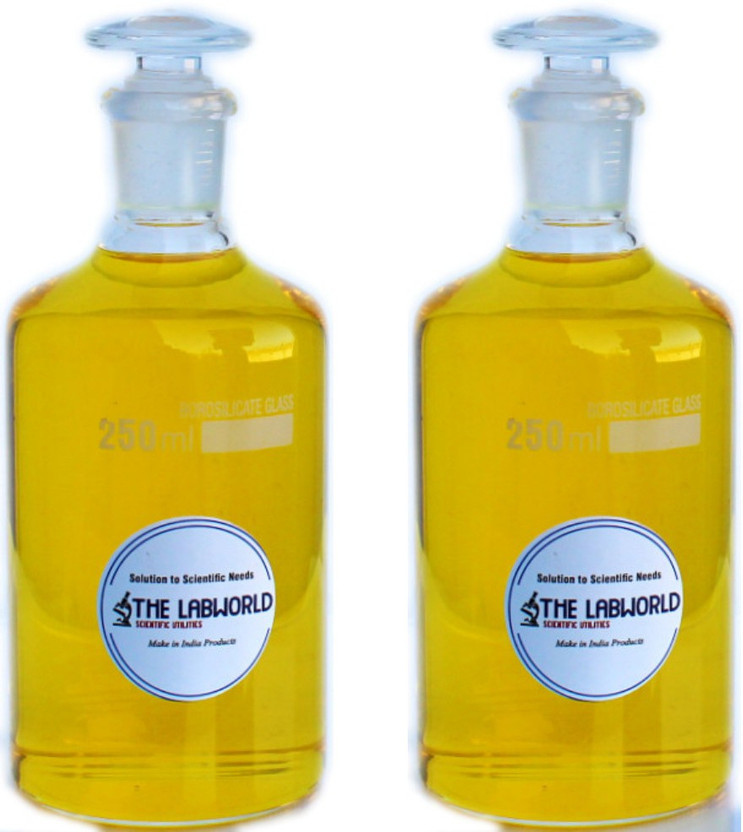 THE LABWORLD Reagent bottle 250ml glassware narrow mouth with glass stopper for storing chemicals in laboratories,pack of 2 Laboratory Dropper Bottle(Glass 250 ml Pack of2)