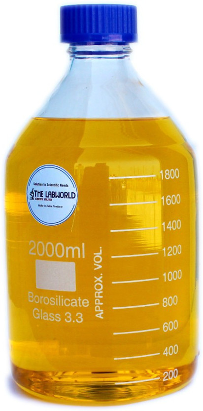 THE LABWORLD Glass Reagent bottle for lab 2000 ml(2LTRS) with screw cap Borosilicate glassware wide mouth chemical bottles for lab,1 piece Laboratory Dropper Bottle(Glass 2000 ml Pack of1)