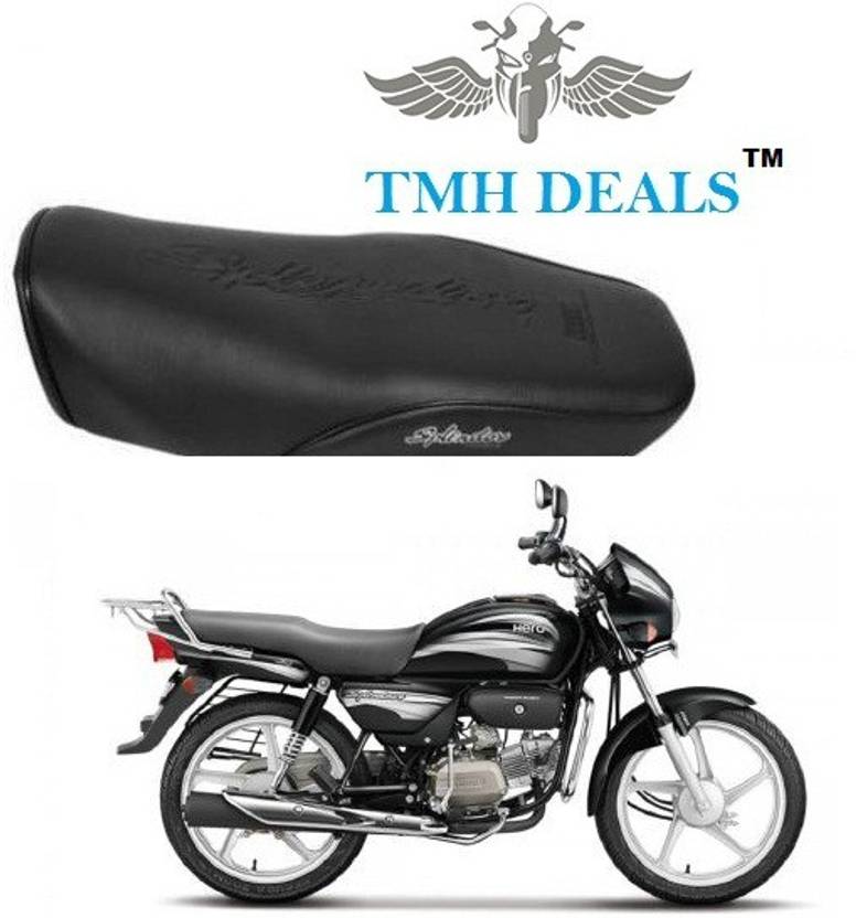 TMH SPLENDOR PLUS BLACK WITH SILVER SEAT COVER, HEAVY MATERIAL